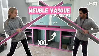 MEUBLE VASQUE SURMESURE 👌🏼  Panneaux Qboard  VLOG Rénovation Hangar 62 [upl. by Anerul]