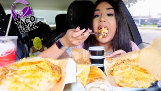 EATING TACO BELL NEW SPICY GRILLED CHEESE NACHO FRIES GRILLED CHEESE BURRITO CRUNCHY TACO MUKBANG [upl. by Otreblif]