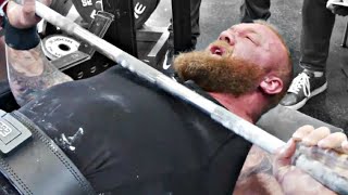 Hafthor Bjornsson Tears His Pec  Hathor Bench Press Ruptured Pec [upl. by Tiertza388]