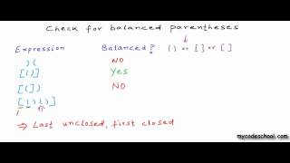 Check for balanced parentheses using stack [upl. by Kassel]