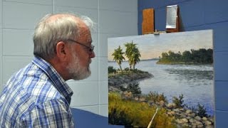 Painting a Lake Shore with Palm Trees by Jon Houglum [upl. by Eanyl2]