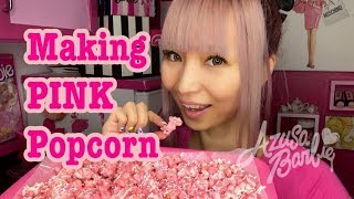 PINK POPCORN RECIPE ♡ HOW TO MAKE POPCORN AT HOME  Barbie cooking [upl. by Halihs161]