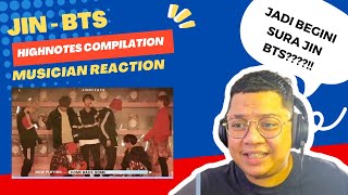 bts  JIN  HIGH NOTES COMPILATION  MUSICIAN REACTION [upl. by Enelia]