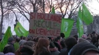 Manif quotMariage pour tousquot 27012013 Slogan quotSi Hollande recule on lenculequot fake ou pas fake [upl. by Dorsman]