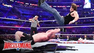 Dean Ambrose vs Brock Lesnar  No Holds Barred Street Fight WrestleMania 32 on WWE Network [upl. by Ardnael]