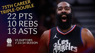 James Harden 22 pts 10 rebs 13 asts vs Raptors 2324 season [upl. by Yesiad]