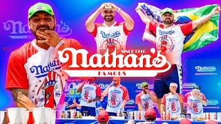 Competi no NATHANs HOTDOG EATING CONTEST 2024 O maior do MUNDO [upl. by Niuqram]