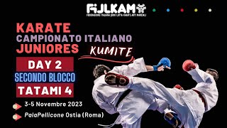 Karate  Campionato Italiano Juniores 2023  Day2 Kumite  secondo blocco  Tatami4 [upl. by Ecienahs]