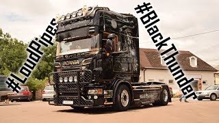 Scania V8 Black Thunder Short tour and sound [upl. by Hgielsel]