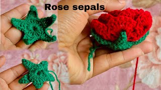 How to crochet a Rose Sepals beginner tutorial crochetleaf petals rasmitashrestha6100 [upl. by Torrell]