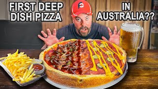 Remys Triple Cheeseburger and BBQ Chicken Deep Dish Pizza Challenge in Adelaide South Australia [upl. by Noli]