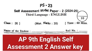 AP 9th English Self Assessment Model paper 2 202425 Key  Class 9th English Self Assessment [upl. by Aeiram]