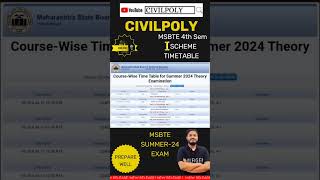 TIME TABLE SUMMER 2024 MSBTE FOURTH SEM CE4I POLYTECHNIC civilpoly [upl. by Trelu]