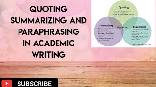 QUOTINGPARAPHRASING AND SUMMARIZING 1 [upl. by Aurita]