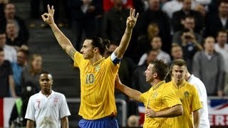 Zlatan Ibrahimovic completes hattrick with free kick for Sweden v England [upl. by Polak453]