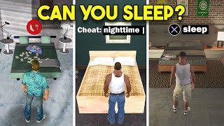 CAN YOU SLEEP IN EVERY GTA WHICH GTA IS REALISTIC [upl. by Acissehc817]