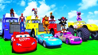 GTA V SPIDERMAN 2 vs CATNAP THE AMAZING DIGITAL CIRCUS Join in Epic New Stunt Race  McQueen Cars [upl. by Steep]