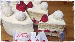 leckere RAFFAELLOHIMBEERTORTE  Himbeer Kokos Torte  Ohne Gelatine [upl. by Cad]