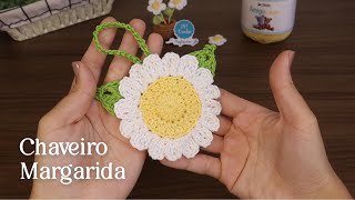 CHAVEIRO DE CROCHÊ FLOR MARGARIDA [upl. by Galitea]