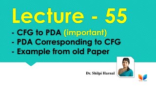 CFG to PDA Conversion  PDA Corresponding to CFG  Example from old Paper  Lecture55 [upl. by Lounge547]