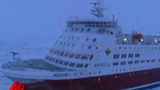 Raw Video Ships Stuck in Ice in Baltic Sea [upl. by Doownil]