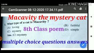 Macavity the mystery cat 8th class poem multiple choice questions answers [upl. by Cuhp]