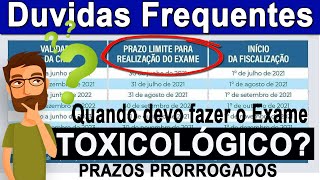 EXAME TOXICOLÓGICO  PRAZOS PRORROGADOS  QUANDO DEVO FAZER O EXAME  CATEGORIA C D ou E [upl. by Esenwahs791]