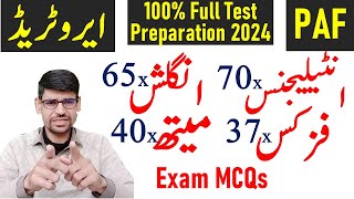 PAF AEROTRADE full test preparation video 2024  Intelligence Physic English Math [upl. by Eednas]