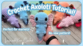 Crochet Axolotl Tutorial  NoSew and Perfect for Markets  Full Tutorial [upl. by Ahsatam516]