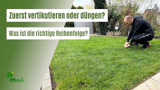 Zuerst vertikutieren oder düngen 🌱  Was ist die richtige Reihenfolge  Update zur Rasenbaustelle [upl. by Niraa]