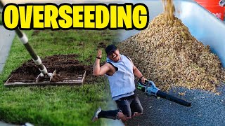 OVERSEEDING the front lawn Spring overseed is in the books my dudes 😊🤙🏾 [upl. by Fish331]