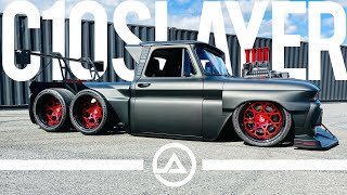 900 hp Six Wheel Supercharged Chevy C10 Slayer with Brad DeBerti Shredding Tires [upl. by Feetal]