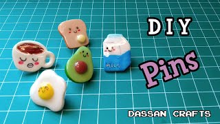 Como eu faço pins de biscuit  How I make clay pins [upl. by Onofredo431]