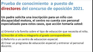 EXAMEN PARA DIRECTORES DE CENTROS EDUCATIVOS CONCURSO DE OPOSICION 2021Prueba de Conocimiento [upl. by Odraode]