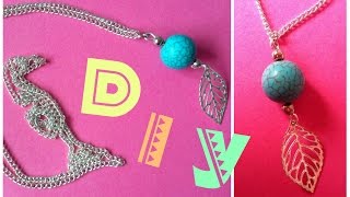 DIY  Collier perle turquoise et feuille argentée [upl. by Velvet]