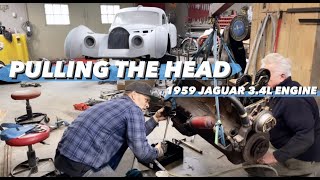 PULLING THE HEAD ON THE 59 JAGUAR 34L ENGINE [upl. by Alue541]