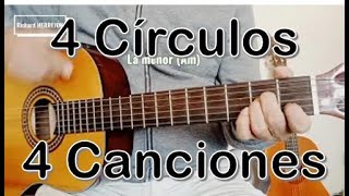 4 Círculos en guitarra con 4 Canciones Fáciles tutorial principiantes de guitarra [upl. by Kristy]