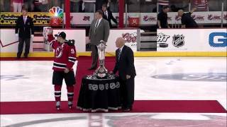 Adam Henrique OT Goal Handshake Line amp Trophy Presentation 52512 Devils vs Rangers NHL Playoffs [upl. by Assirak]