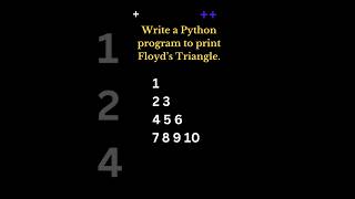 Floyds triangle using pythonInterview questionpython3 coding pythonforbeginners [upl. by Patricia]