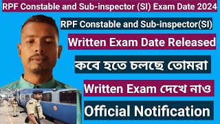 RPF Exam Date 2024  RPF Constable amp SI Exam Date 2024 Official Update  RPF Written Exam Date [upl. by Airtal556]