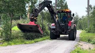 Huddig backhoe mowing with Tokvam bush cutter [upl. by Zurheide]