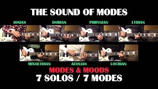 The Sound Of The 7 MAJOR SCALE MODES  GUITAR SOLOS  Ionian Dorian Phrygian Lydian Mixolydian [upl. by Omland894]