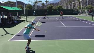 Bryan Brothers amp Mardy Fish  Indian Wells Practice 3717 Court Level 60fps [upl. by Sivad]