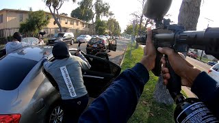 PAINTBALL WAR IN THE HOOD COPS WERE CALLEDFt Tippman Tmc Paintball Gun [upl. by Ainad]