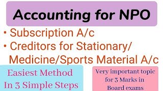 Subscription Account  Creditors for Stationary Account  NPO  Accounts Class 12 CA Foundation [upl. by Simeon]