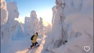 Snowboarding 🏂 in Lapland Finland 🇫🇮 with Sanni Oksanen [upl. by Enylhsa930]