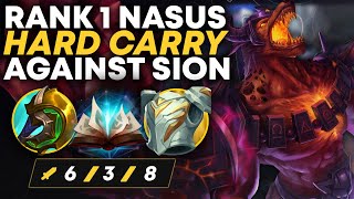 Rank 1 Nasus Hard Carrying Against Sion Toplane  Carnarius  League of Legends [upl. by Merwyn]