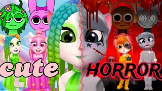 🌈SPRUNKI  cute😽 vs horror👿 🔴🟢⚪🟠 cosplay MY TALKING ANGELA2 😽💕  NEW UPDATE cosplay sprunki [upl. by Akeyla]