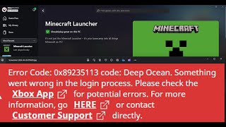 Fix Minecraft Launcher Error Code 0x89235113 Deep Ocean Something Went Wrong In The Login Process PC [upl. by Ashok]