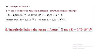 Energie de liaison de latome dazote [upl. by Marsland846]